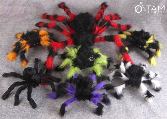 Con nhện giả trang trí nhiều màu nhiều cỡ HLW-NHEN-01